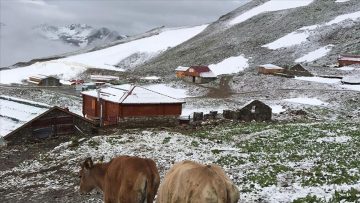 3 bin 200 rakımlı yaylaya kar yağdı